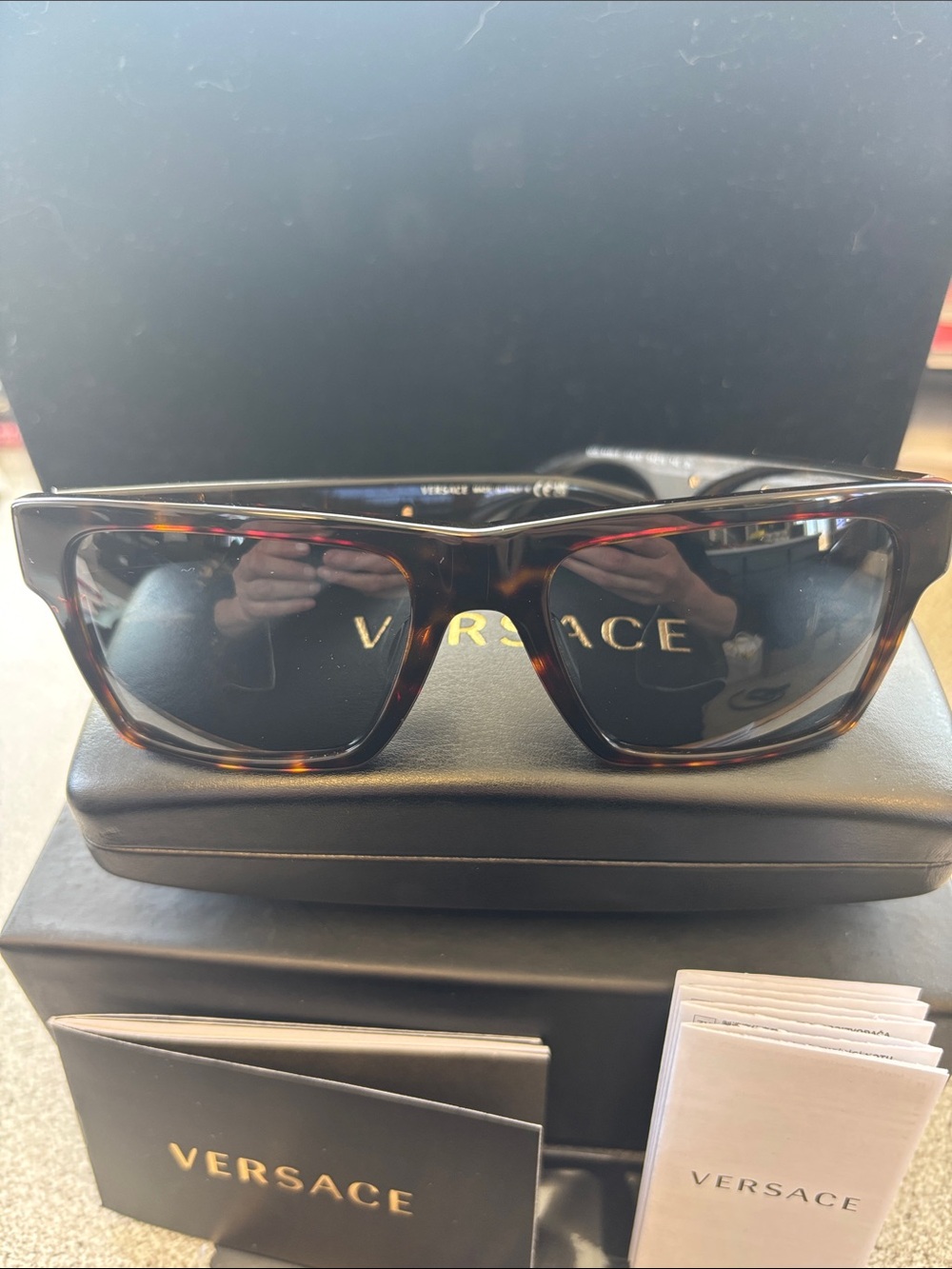 Versace Havana Sunglasses with Dark Grey Lenses Men or Women can rock these
